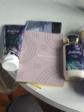 Bath & Body Works Butterfly Body Lotion & Cream Set - Purple, Gold